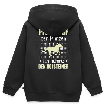 Pfeife Prinzen Nehme Holsteiner Pferderasse Reiten - Kinder Premium Organic Zip Hoodie - Schwarz - Hinten - AI Model Kid Male (0cm)