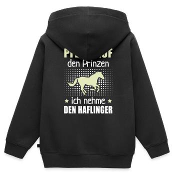 Pfeife Prinzen Nehme Haflinger Pferderasse Reithof - Kinder Premium Organic Zip Hoodie - Schwarz - Hinten - AI Model Kid Male (0cm)