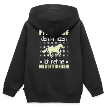 Pfeife Prinzen Nehme Württemberger Pferderassen - Kinder Premium Organic Zip Hoodie - Schwarz - Hinten - AI Model Kid Male (0cm)