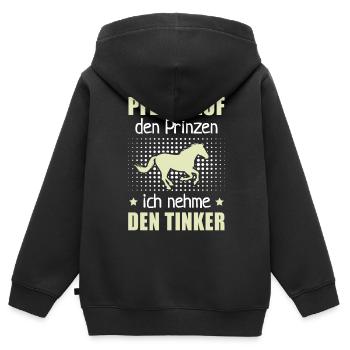 Pfeife Prinzen Nehme Tinker Pferderassen Geschenk - Kinder Premium Organic Zip Hoodie - Schwarz - Hinten - AI Model Kid Male (0cm)