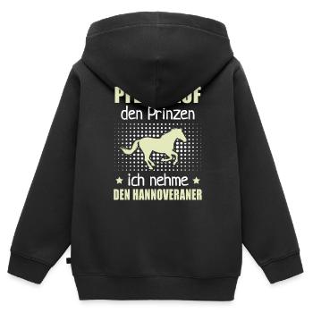 Pfeife Prinzen Nehme Hannoveraner Reiterhof - Kinder Premium Organic Zip Hoodie - Schwarz - Hinten - AI Model Kid Male (0cm)