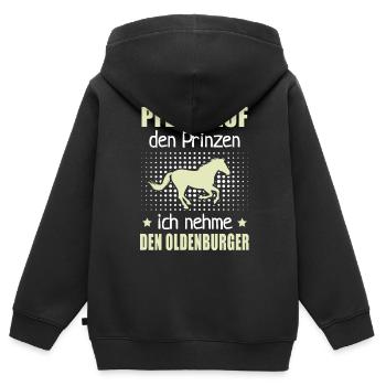 Pfeife Prinzen Nehme Oldenburger Pferderassen - Kinder Premium Organic Zip Hoodie - Schwarz - Hinten - AI Model Kid Male (0cm)