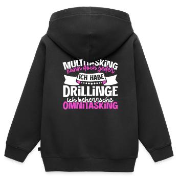 Multitasking kann jeder - Mutter von Drillingen - Kinder Premium Organic Zip Hoodie - Schwarz - Hinten - AI Model Kid Male (0cm)