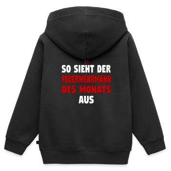 Feuerwehrmann freiwillige Feuerwehr Feuerwehr - Kinder Premium Organic Zip Hoodie - Schwarz - Hinten - AI Model Kid Male (0cm)