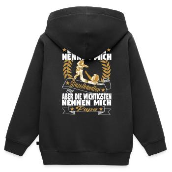 Verkäufer Vatertag Einzelhandel Einzelhändler Papa - Kinder Premium Organic Zip Hoodie - Schwarz - Hinten - AI Model Kid Male (0cm)