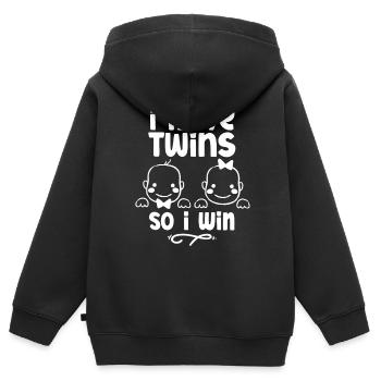 Ich Habe Zwillinge Also Gewinne Ich Zwilling - Kinder Premium Organic Zip Hoodie - Schwarz - Hinten - AI Model Kid Male (0cm)