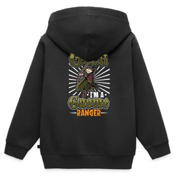 Pas de geek - D20 RPG Personnage - Ranger - Sweat Premium à capuche zippé enfant bio - noir - Dos - AI Model Kid Male (0cm)
