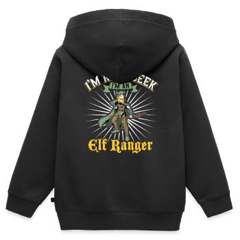 Pas de geek - D20 RPG Personnage - Ranger - Sweat Premium à capuche zippé enfant bio - noir - Dos - AI Model Kid Male (0cm)