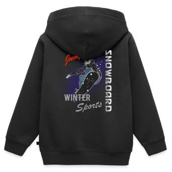 Snowboard Sports d’hiver Snowboarder Hiver - Sweat Premium à capuche zippé enfant bio - noir - Dos - AI Model Kid Male (0cm)