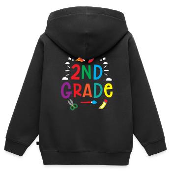 Zweite Klasse Schule Zweitklässler Schüler Lehrer - Kinder Premium Organic Zip Hoodie - Schwarz - Hinten - AI Model Kid Male (0cm)
