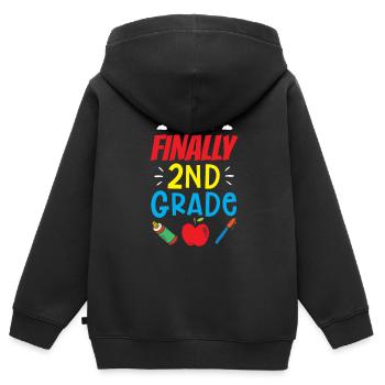 Endlich Zweite Klasse Schule Zweitklässler Lehrer - Kinder Premium Organic Zip Hoodie - Schwarz - Hinten - AI Model Kid Male (0cm)