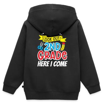 Achtung Zweite Klasse Ich Komme Zweitklässler - Kinder Premium Organic Zip Hoodie - Schwarz - Hinten - AI Model Kid Male (0cm)