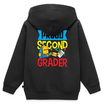 Stolzer Zweitklässler Zweite Klasse Lehrer Schule - Kinder Premium Organic Zip Hoodie - Schwarz - Hinten - AI Model Kid Male (0cm)
