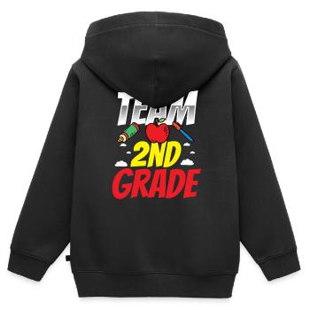 Team Zweite Klasse Zweitklässler Schule Lehrer - Kinder Premium Organic Zip Hoodie - Schwarz - Hinten - AI Model Kid Male (0cm)