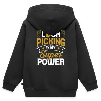 Lock Picking Ist Meine Superkraft Schloss Knacken - Kinder Premium Organic Zip Hoodie - Schwarz - Hinten - AI Model Kid Male (0cm)
