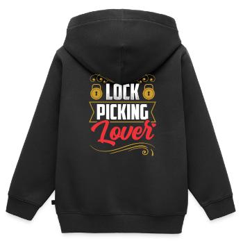 Crochetage de serrure Amants Cracker Craquage de verrouillage - Sweat Premium à capuche zippé enfant bio - noir - Dos - AI Model Kid Male (0cm)