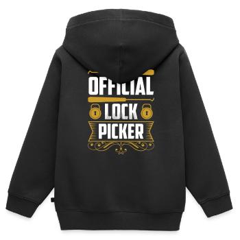 Serrure officielle Lock Picker Lock Picker - Sweat Premium à capuche zippé enfant bio - noir - Dos - AI Model Kid Male (0cm)
