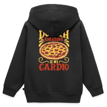 Teig kneten ist mein Sport - Pizzabäcker - Kinder Premium Organic Zip Hoodie - Schwarz - Hinten - AI Model Kid Male (0cm)