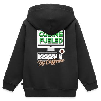 Programmation alimentée par le codage de la caféine - Sweat Premium à capuche zippé enfant bio - noir - Dos - AI Model Kid Male (0cm)