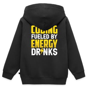 Programming with Energydrinks Coding Code Coder - Kids Premium Organic Zip-up Hoodie - black - Back - AI Model Kid Male (0cm)