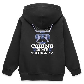 Programming is my therapy Code Coder Coding - Kids Premium Organic Zip-up Hoodie - black - Back - AI Model Kid Male (0cm)