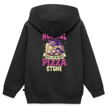 Pizza Stone - Pizza Baker - Sweat Premium à capuche zippé enfant bio - noir - Dos - AI Model Kid Male (0cm)