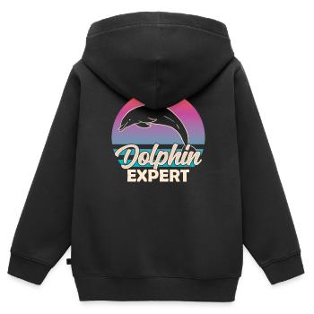 Expert Dauphin Dauphin Dauphin Amoureux des Dauphins - Sweat Premium à capuche zippé enfant bio - noir - Dos - AI Model Kid Male (0cm)