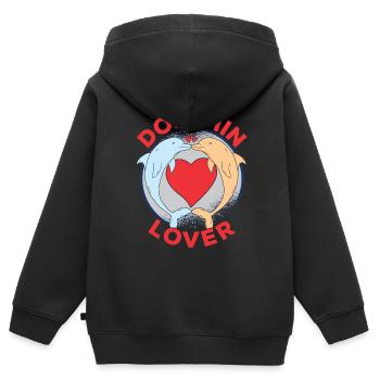 Amoureux des dauphins Dauphins Dauphins Dauphins - Sweat Premium à capuche zippé enfant bio - noir - Dos - AI Model Kid Male (0cm)