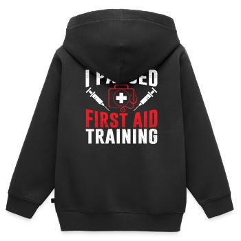 I passed a first aid course teacher - Kids Premium Organic Zip-up Hoodie - black - Back - AI Model Kid Male (0cm)