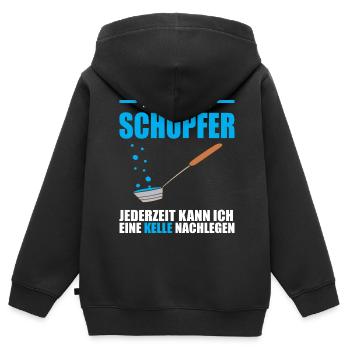 Ich bin der Schöpfer jederzeit kann ich eine Kelle - Kinder Premium Organic Zip Hoodie - Schwarz - Hinten - AI Model Kid Male (0cm)