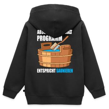 Absolutes abschalt Programm entspricht Saunieren - Kinder Premium Organic Zip Hoodie - Schwarz - Hinten - AI Model Kid Male (0cm)