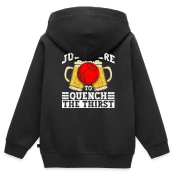 Seulement ici pour étancher votre soif - boule de pétanque - Sweat Premium à capuche zippé enfant bio - noir - Dos - AI Model Kid Male (0cm)