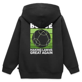 Boccia - Rasen wieder großartig machen - - Kinder Premium Organic Zip Hoodie - Schwarz - Hinten - AI Model Kid Male (0cm)