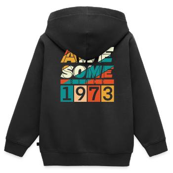 1973 Né Anniversaire Année de naissance millésime - Sweat Premium à capuche zippé enfant bio - noir - Dos - AI Model Kid Male (0cm)