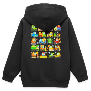 Tracteurs de tracteurs excavatrices - Sweat Premium à capuche zippé enfant bio - noir - Dos - AI Model Kid Male (0cm)
