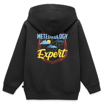Meteorologie Experte Wettervorhersage Meteorologe - Kinder Premium Organic Zip Hoodie - Schwarz - Hinten - AI Model Kid Male (0cm)