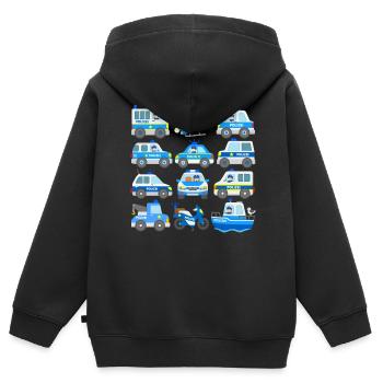 Polizeiautos - Kinder Premium Organic Zip Hoodie - Schwarz - Hinten - AI Model Kid Male (0cm)