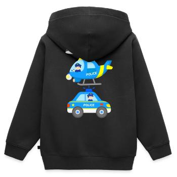 Fahrzeuge Polizei Hubschrauber Polizeiauto - Kinder Premium Organic Zip Hoodie - Schwarz - Hinten - AI Model Kid Male (0cm)