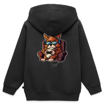 Jeu de chien Joueur Joueurs Joueurs - Sweat Premium à capuche zippé enfant bio - noir - Dos - AI Model Kid Male (0cm)