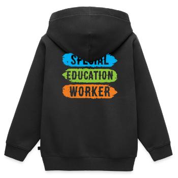 Travailleurs de l’éducation spécialisée Enseignants en éducation spécialisée - Sweat Premium à capuche zippé enfant bio - noir - Dos - AI Model Kid Male (0cm)