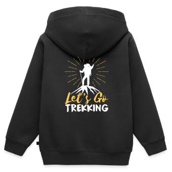Allons aux amateurs de trekking randonneurs - Sweat Premium à capuche zippé enfant bio - noir - Dos - AI Model Kid Male (0cm)