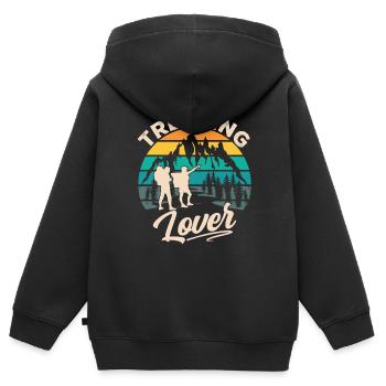 Trekking Lovers Randonneurs - Sweat Premium à capuche zippé enfant bio - noir - Dos - AI Model Kid Male (0cm)