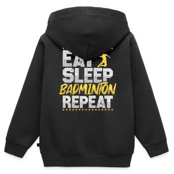 Federball Eat Sleep Repeat Badminton Federball - Kinder Premium Organic Zip Hoodie - Schwarz - Hinten - AI Model Kid Male (0cm)