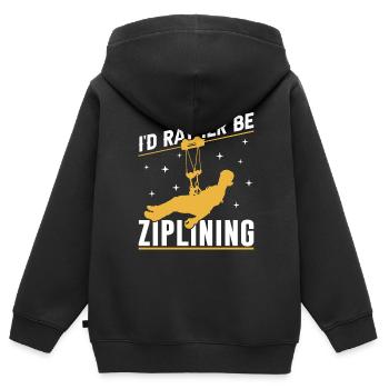 I'd Rather Be Ziplining Zipline Sport Seilrutsche - Kinder Premium Organic Zip Hoodie - Schwarz - Hinten - AI Model Kid Male (0cm)