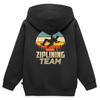 Ziplining Team Zipline Sprüche Seilrutsche Sport - Kinder Premium Organic Zip Hoodie - Schwarz - Hinten - AI Model Kid Male (0cm)
