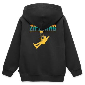 Ziplining Sport Zipline Seilrutsche Sprüche - Kinder Premium Organic Zip Hoodie - Schwarz - Hinten - AI Model Kid Male (0cm)