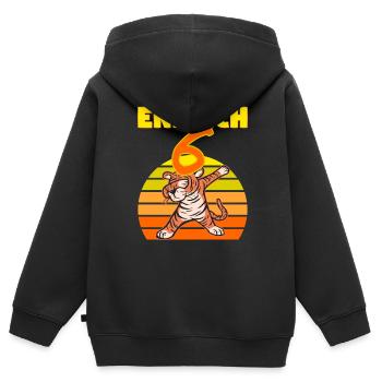 Dabbing Tiger 6 Geburtstag 6 Jahr Löwe witzig dab - Kinder Premium Organic Zip Hoodie - Schwarz - Hinten - AI Model Kid Male (0cm)