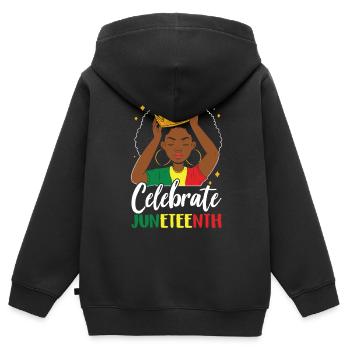 Feiert Den Juneteenth African American Black 1865 - Kinder Premium Organic Zip Hoodie - Schwarz - Hinten - AI Model Kid Male (0cm)