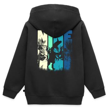 Deinonychus 9 Jahre Alt Junge 9. Geburtstag - Kinder Premium Organic Zip Hoodie - Schwarz - Hinten - AI Model Kid Male (0cm)