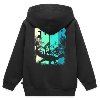 Dilophosaurus 4 years old Boy 4th birthday - Kids Premium Organic Zip-up Hoodie - black - Back - AI Model Kid Male (0cm)